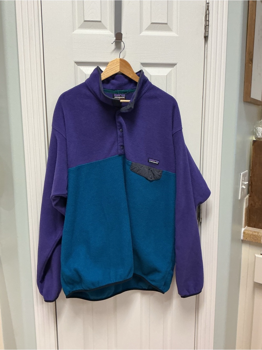 Patagonia Synchilla Men’s XXL Colorblock 1/4 Snap T mock neck fleece pullover